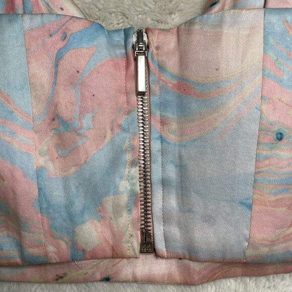 Zimmermann Women's Pastel Marble Pink Blue Zip Up 100% Silk Corset Size 1 / 6 US - Picture 8 of 8